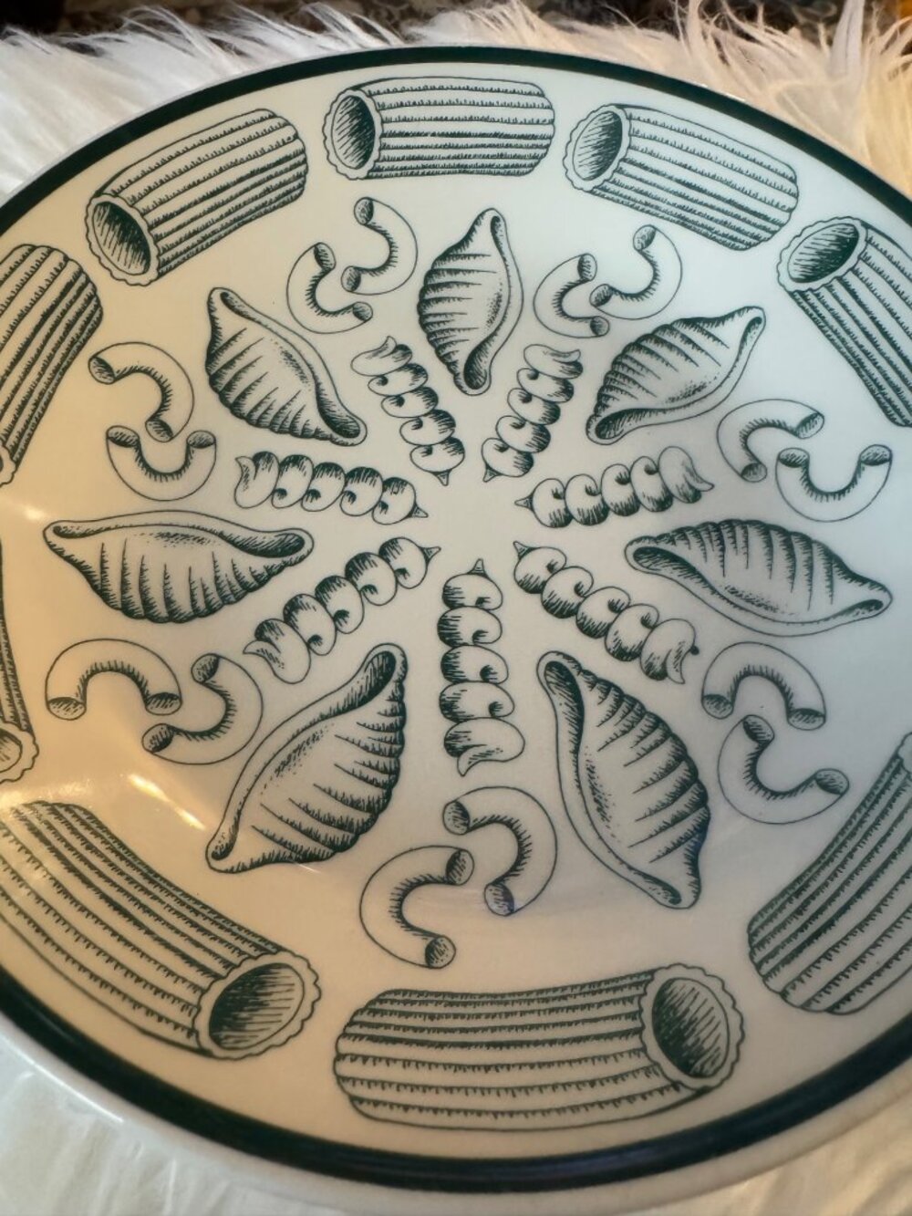 La Primula Made In Italy Ceramic Pasta Bowl 8" With Green & White Pasta Motif De